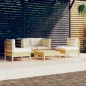 vidaXL 5-tlg. Garten-Lounge-Set mit Creme Kissen Kiefer Massivholz vidaXL 5-tlg. Garten-Lounge-Set mit Creme Kissen Kiefer Massivholz