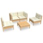 vidaXL 5-tlg. Garten-Lounge-Set mit Creme Kissen Kiefer Massivholz vidaXL 5-tlg. Garten-Lounge-Set mit Creme Kissen Kiefer Massivholz
