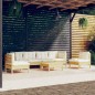 vidaXL 7-tlg. Garten-Lounge-Set mit Creme Kissen Massivholz Kiefer vidaXL 7-tlg. Garten-Lounge-Set mit Creme Kissen Massivholz Kiefer