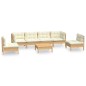 vidaXL 7-tlg. Garten-Lounge-Set mit Creme Kissen Massivholz Kiefer vidaXL 7-tlg. Garten-Lounge-Set mit Creme Kissen Massivholz Kiefer