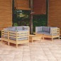 vidaXL 7-tlg. Garten-Lounge-Set mit Grauen Kissen Kiefer Massivholz vidaXL 7-tlg. Garten-Lounge-Set mit Grauen Kissen Kiefer Massivholz