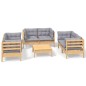 vidaXL 7-tlg. Garten-Lounge-Set mit Grauen Kissen Kiefer Massivholz vidaXL 7-tlg. Garten-Lounge-Set mit Grauen Kissen Kiefer Massivholz
