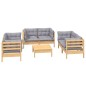 vidaXL 7-tlg. Garten-Lounge-Set mit Grauen Kissen Kiefer Massivholz vidaXL 7-tlg. Garten-Lounge-Set mit Grauen Kissen Kiefer Massivholz