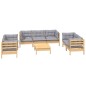 vidaXL 8-tlg. Garten-Lounge-Set mit Grauen Kissen Kiefer Massivholz vidaXL 8-tlg. Garten-Lounge-Set mit Grauen Kissen Kiefer Massivholz