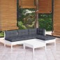 vidaXL 5-tlg. Garten-Lounge-Set mit Kissen Weiß Kiefernholz vidaXL 5-tlg. Garten-Lounge-Set mit Kissen Weiß Kiefernholz