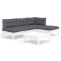 vidaXL 5-tlg. Garten-Lounge-Set mit Kissen Weiß Kiefernholz vidaXL 5-tlg. Garten-Lounge-Set mit Kissen Weiß Kiefernholz