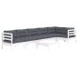 vidaXL 7-tlg. Garten-Lounge-Set mit Kissen Weiß Kiefernholz vidaXL 7-tlg. Garten-Lounge-Set mit Kissen Weiß Kiefernholz