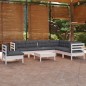 vidaXL 8-tlg. Garten-Lounge-Set mit Kissen Weiß Kiefer Massivholz vidaXL 8-tlg. Garten-Lounge-Set mit Kissen Weiß Kiefer Massivholz