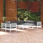 vidaXL 10-tlg. Garten-Lounge-Set mit Kissen Weiß Massivholz Kiefer vidaXL 10-tlg. Garten-Lounge-Set mit Kissen Weiß Massivholz Kiefer