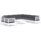 vidaXL 10-tlg. Garten-Lounge-Set mit Kissen Weiß Massivholz Kiefer vidaXL 10-tlg. Garten-Lounge-Set mit Kissen Weiß Massivholz Kiefer
