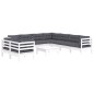 vidaXL 10-tlg. Garten-Lounge-Set mit Kissen Weiß Massivholz Kiefer vidaXL 10-tlg. Garten-Lounge-Set mit Kissen Weiß Massivholz Kiefer