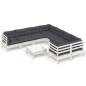 vidaXL 9-tlg. Garten-Lounge-Set mit Kissen Weiß Kiefernholz vidaXL 9-tlg. Garten-Lounge-Set mit Kissen Weiß Kiefernholz