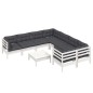 vidaXL 9-tlg. Garten-Lounge-Set mit Kissen Weiß Kiefernholz vidaXL 9-tlg. Garten-Lounge-Set mit Kissen Weiß Kiefernholz