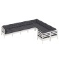 vidaXL 9-tlg. Garten-Lounge-Set mit Kissen Weiß Kiefernholz vidaXL 9-tlg. Garten-Lounge-Set mit Kissen Weiß Kiefernholz