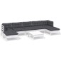 vidaXL 8-tlg. Garten-Lounge-Set mit Kissen Weiß Kiefernholz vidaXL 8-tlg. Garten-Lounge-Set mit Kissen Weiß Kiefernholz