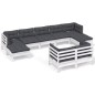 vidaXL 9-tlg. Garten-Lounge-Set mit Kissen Weiß Kiefer Massivholz vidaXL 9-tlg. Garten-Lounge-Set mit Kissen Weiß Kiefer Massivholz