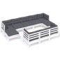 vidaXL 10-tlg. Garten-Lounge-Set mit Kissen Weiß Kiefer Massivholz vidaXL 10-tlg. Garten-Lounge-Set mit Kissen Weiß Kiefer Massivholz