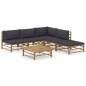 6-tlg. Garten-Lounge-Set mit Dunkelgrauen Kissen Bambus 6-tlg. Garten-Lounge-Set mit Dunkelgrauen Kissen Bambus
