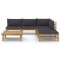 6-tlg. Garten-Lounge-Set mit Dunkelgrauen Kissen Bambus 6-tlg. Garten-Lounge-Set mit Dunkelgrauen Kissen Bambus