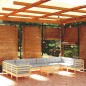 vidaXL 11-tlg. Garten-Lounge-Set mit Grauen Kissen Kiefernholz vidaXL 11-tlg. Garten-Lounge-Set mit Grauen Kissen Kiefernholz
