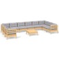 vidaXL 11-tlg. Garten-Lounge-Set mit Grauen Kissen Kiefernholz vidaXL 11-tlg. Garten-Lounge-Set mit Grauen Kissen Kiefernholz