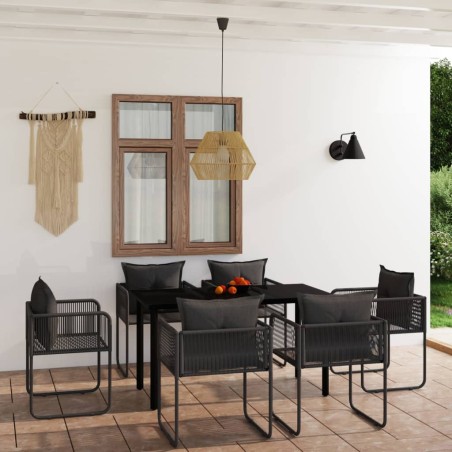 vidaXL 7-tlg. Garten-Essgruppe Schwarz