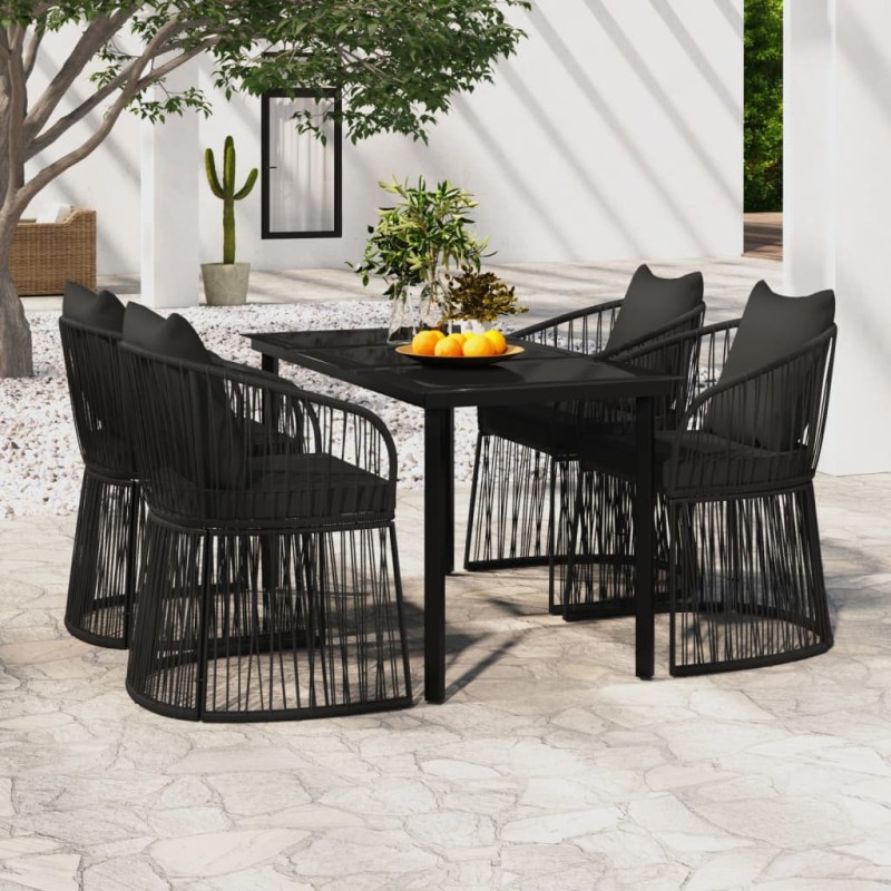 vidaXL 5-tlg. Garten-Essgruppe mit Kissen Schwarz vidaXL 5-tlg. Garten-Essgruppe mit Kissen Schwarz