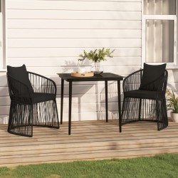 vidaXL 3-tlg. Garten-Essgruppe mit Kissen Schwarz