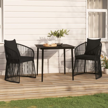 vidaXL 3-tlg. Garten-Essgruppe mit Kissen Schwarz