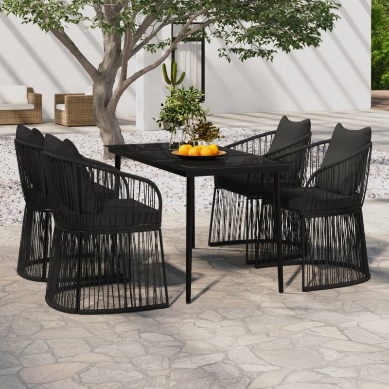vidaXL 5-tlg. Garten-Essgruppe mit Kissen Schwarz vidaXL 5-tlg. Garten-Essgruppe mit Kissen Schwarz