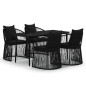 vidaXL 5-tlg. Garten-Essgruppe mit Kissen Schwarz vidaXL 5-tlg. Garten-Essgruppe mit Kissen Schwarz