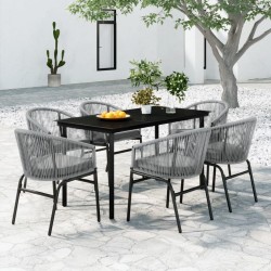 vidaXL 7-tlg. Garten-Essgruppe Grau