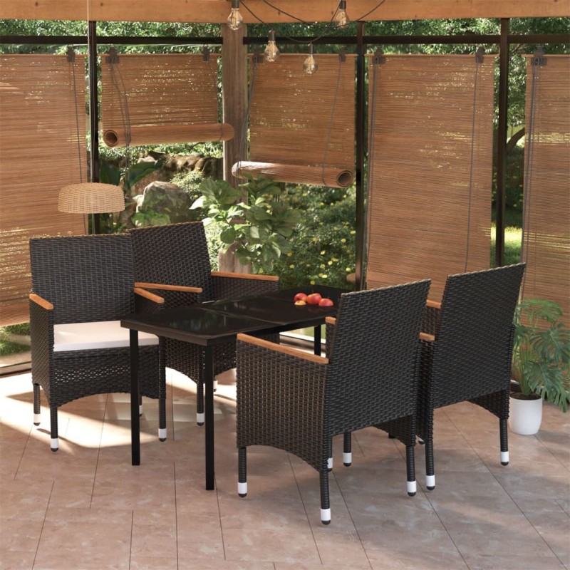 vidaXL 5-tlg. Garten-Essgruppe mit Kissen Schwarz vidaXL 5-tlg. Garten-Essgruppe mit Kissen Schwarz