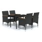 vidaXL 5-tlg. Garten-Essgruppe mit Kissen Schwarz vidaXL 5-tlg. Garten-Essgruppe mit Kissen Schwarz