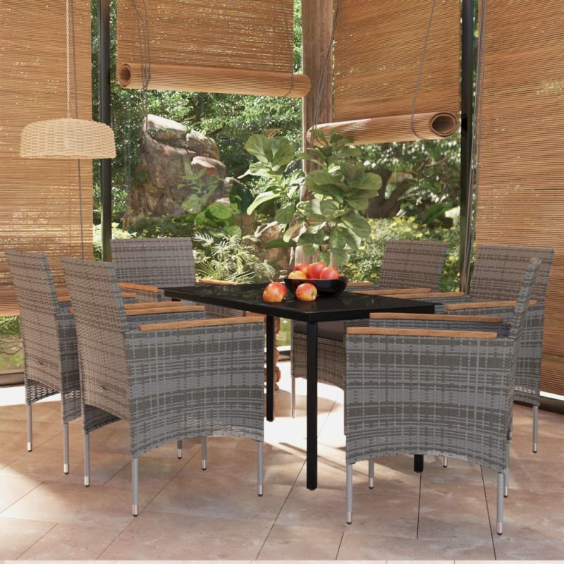 vidaXL 7-tlg. Garten-Essgruppe mit Kissen Grau und Schwarz vidaXL 7-tlg. Garten-Essgruppe mit Kissen Grau und Schwarz
