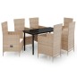vidaXL 7-tlg. Garten-Essgruppe mit Kissen Beige vidaXL 7-tlg. Garten-Essgruppe mit Kissen Beige