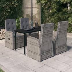 vidaXL 5-tlg. Garten-Essgruppe mit Kissen Grau