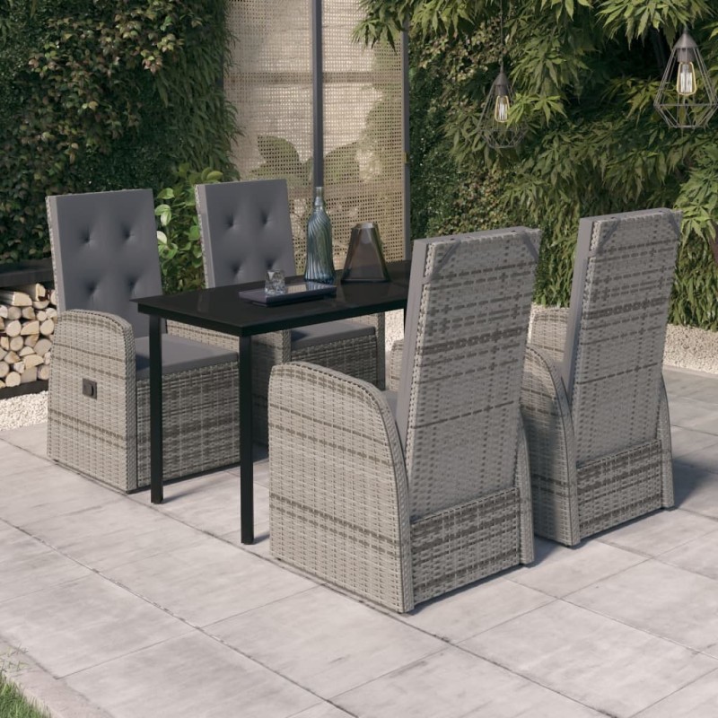 vidaXL 5-tlg. Garten-Essgruppe mit Kissen Grau vidaXL 5-tlg. Garten-Essgruppe mit Kissen Grau