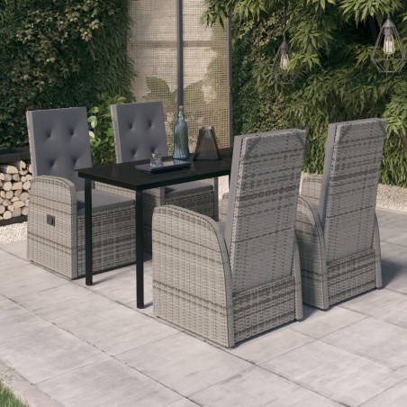 vidaXL 5-tlg. Garten-Essgruppe mit Kissen Grau