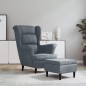 vidaXL Ohrensessel mit Hocker Dunkelgrau Samt vidaXL Ohrensessel mit Hocker Dunkelgrau Samt