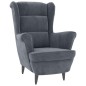 vidaXL Ohrensessel mit Hocker Dunkelgrau Samt vidaXL Ohrensessel mit Hocker Dunkelgrau Samt