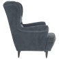 vidaXL Ohrensessel mit Hocker Dunkelgrau Samt vidaXL Ohrensessel mit Hocker Dunkelgrau Samt