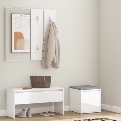 vidaXL Flurmöbel-Set Hochglanz-Weiß Holzwerkstoff