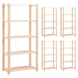 vidaXL Lagerregale 5 Böden 5 Stk. 80x38x170cm Massivholz Kiefer 250kg