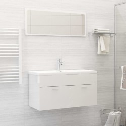 vidaXL Badmöbel-Set Hochglanz-Weiß Holzwerkstoff