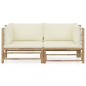 2-tlg. Garten-Lounge-Set mit Cremeweißen Kissen Bambus 2-tlg. Garten-Lounge-Set mit Cremeweißen Kissen Bambus