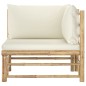 2-tlg. Garten-Lounge-Set mit Cremeweißen Kissen Bambus 2-tlg. Garten-Lounge-Set mit Cremeweißen Kissen Bambus