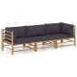 vidaXL 3-tlg. Garten-Lounge-Set mit Dunkelgrauen Kissen Bambus vidaXL 3-tlg. Garten-Lounge-Set mit Dunkelgrauen Kissen Bambus
