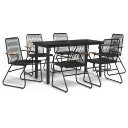 vidaXL 7-tlg. Garten-Essgruppe Schwarz PVC-Rattan