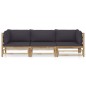 vidaXL 3-tlg. Garten-Lounge-Set mit Dunkelgrauen Kissen Bambus vidaXL 3-tlg. Garten-Lounge-Set mit Dunkelgrauen Kissen Bambus